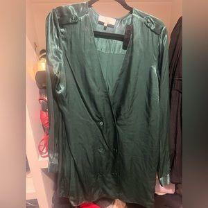 Emerald green silk blazer dress